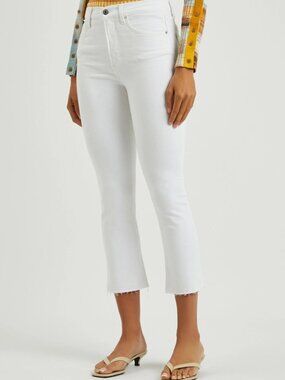 Veronica Beard Carly Kick Flare Crop High Rise White Jeans Size 29